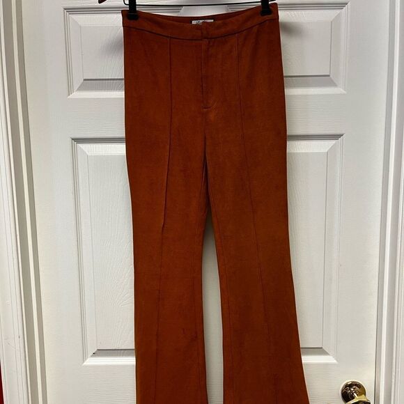 Lexi Drew Pants - Lexi Drew Moleskin Faux Suede Rust Boot Cut Retro Pants sz S ( flaw)